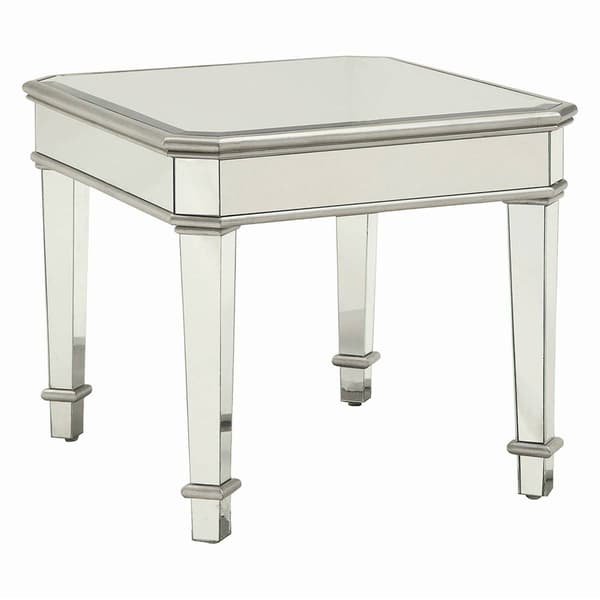 Coaster Cassandra Beveled Top End Table - Silver - image 