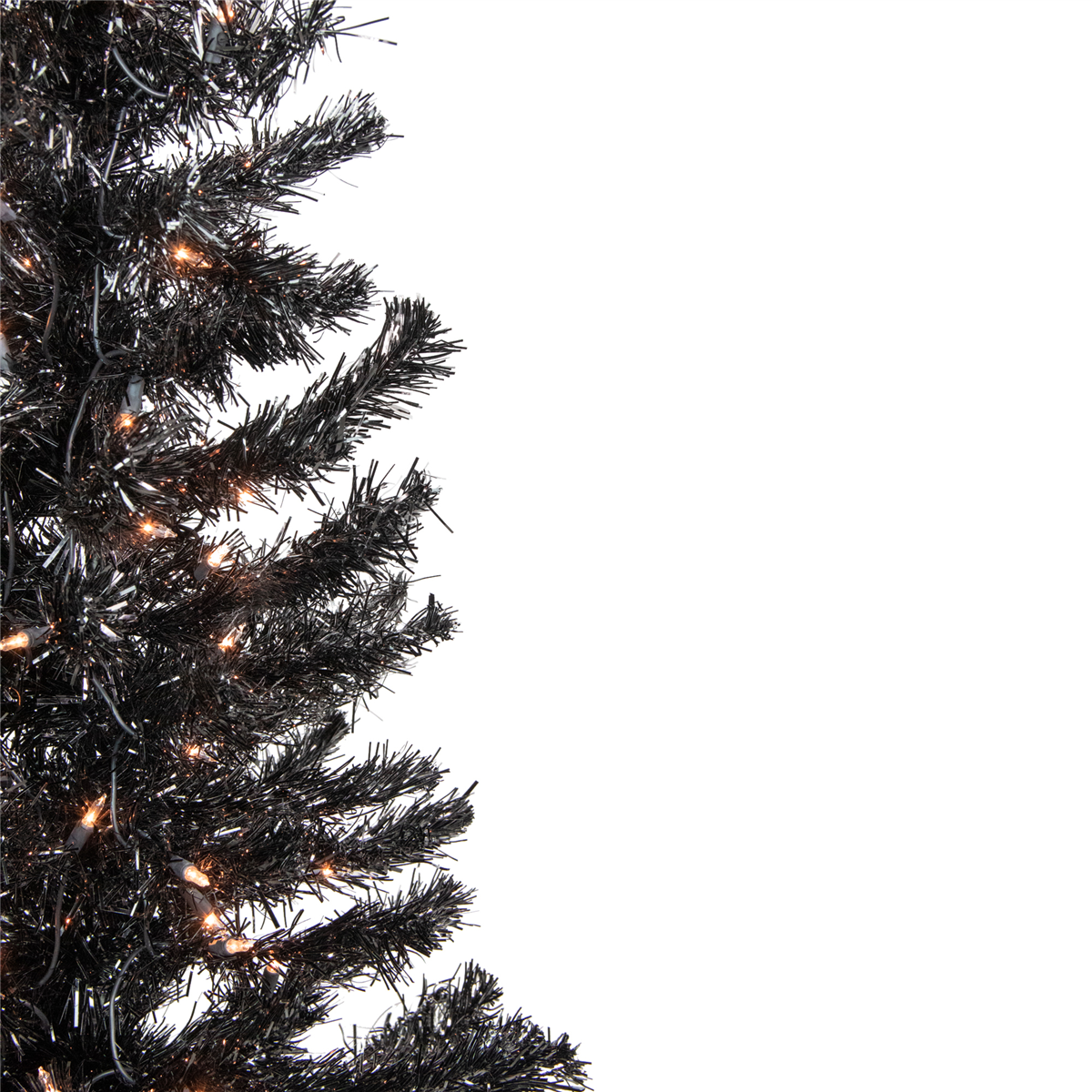 Northlight 4ft. Pre-Lit Black Artificial Tinsel Christmas Tree