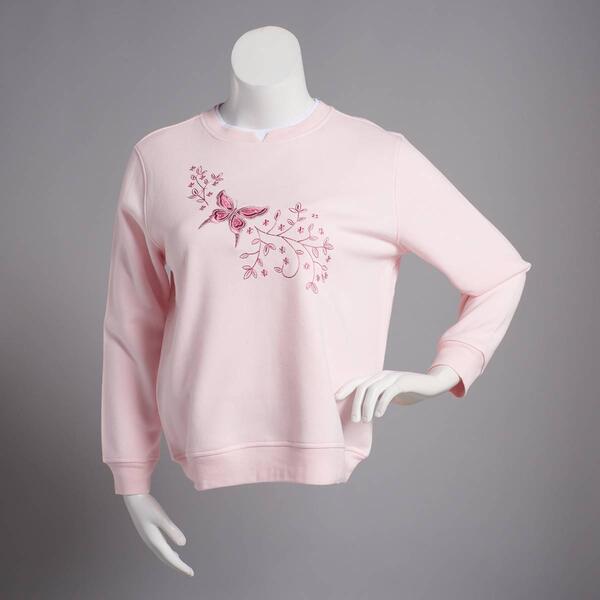 Plus Size Hasting & Smith Embroidered Butterfly Sweatshirt - image 