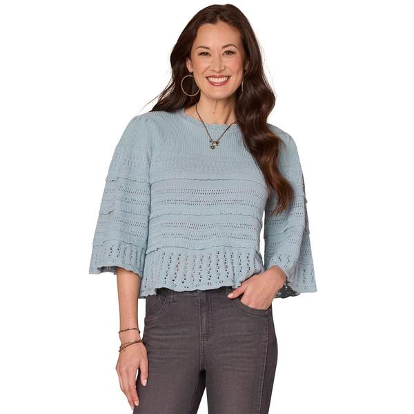 Womens Democracy 3/4 Sleeve Variegated Stitch Sweater - image 