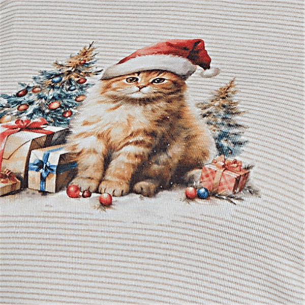 Plus Size Alfred Dunner Classics 3/4 Sleeve Santa Cat Tee