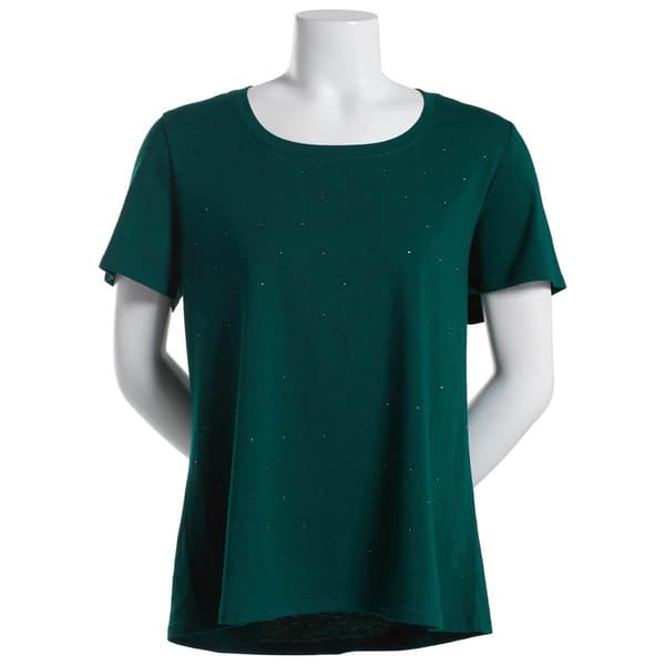 Juniors Plus Feathers Tonal Rhinestone Tee - Rainforest - image 