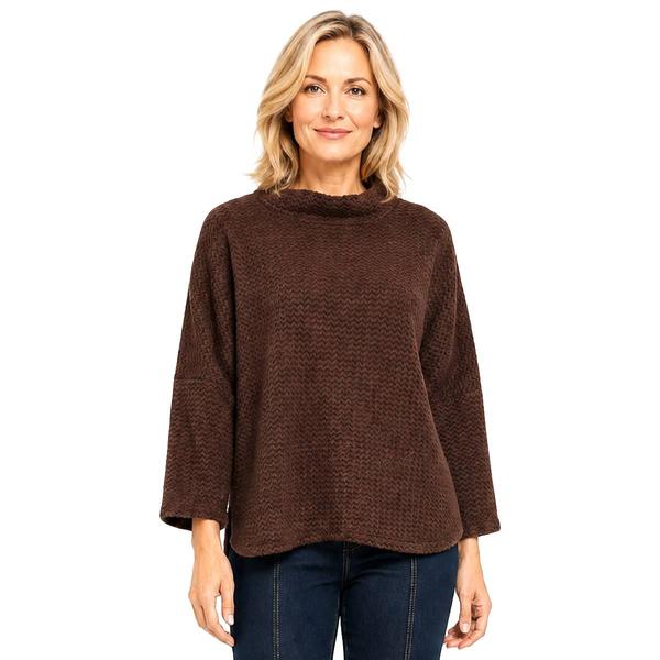 Petite Ali Miles 3/4 Sleeve Mock Neck Brushed Solid Sweater - image 