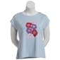 Womens New York Laundry Short Sleeve Embellished Hibiscus Tee - image 1