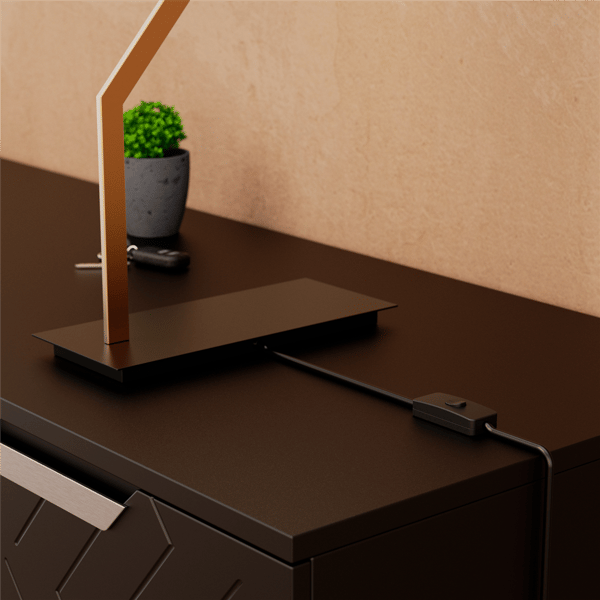 Infibrite 25 in. Angled Brass Table Lamp with Textured Shade