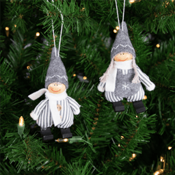 Northlight Plush Striped Boy & Girl Christmas Ornaments- Set of 2