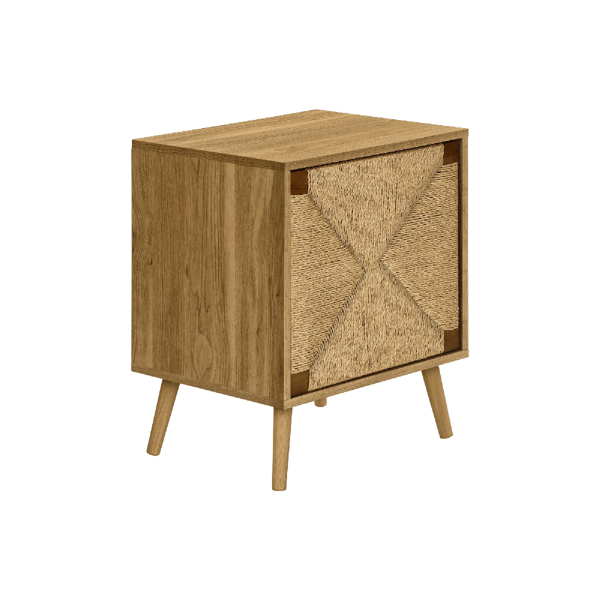 Monarch Specialties Light Walnut Seagrass-Look Accent Table