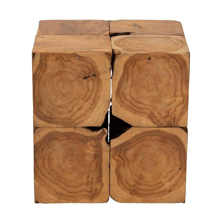 Baxton Studio Eldora Rustic Brown Teak Root End Table
