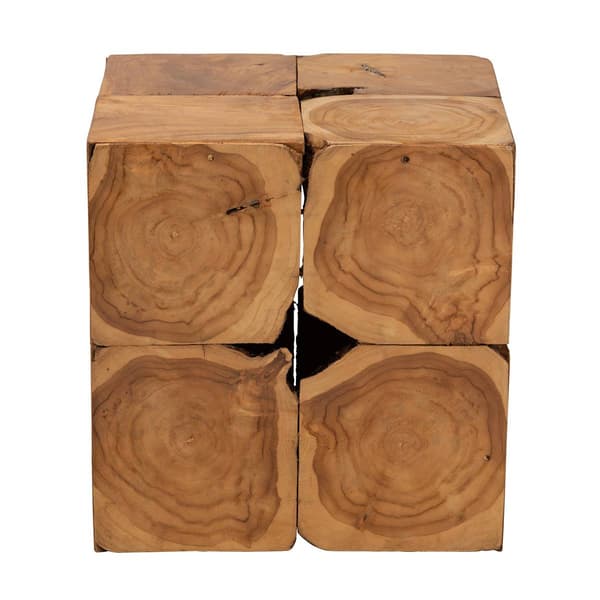 Baxton Studio Eldora Rustic Brown Teak Root End Table