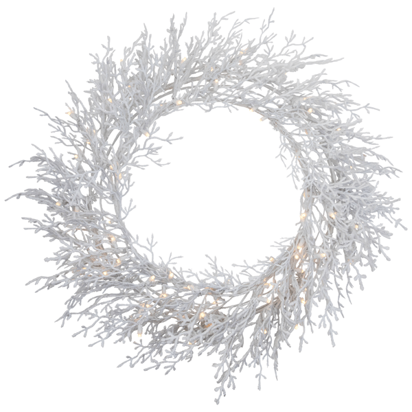 Northlight Pre-Lit LED Warm White Flocked Twig Christmas Wreath