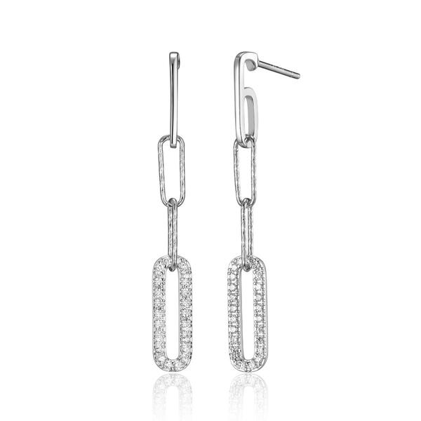 Forever Facets Sterling Silver Post Drop Earrings - image 