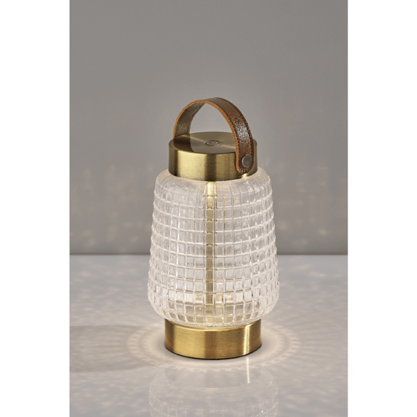 Adesso Samara Cordless LED Table Lantern with Iron & Glass Shade