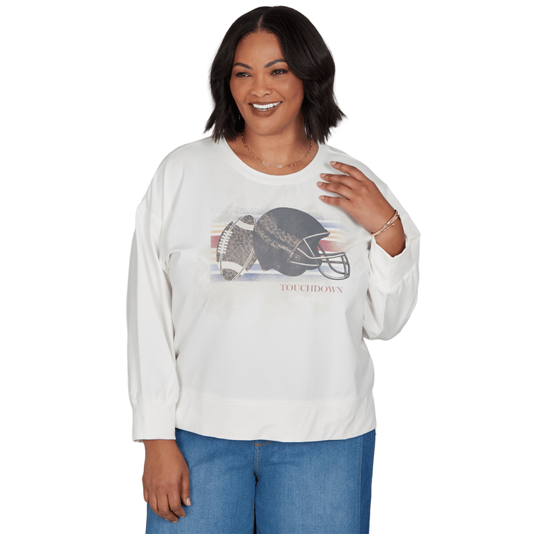 Plus Size Ruby Rd. Game of Luxe Football Graphic Terry Sweatshirt