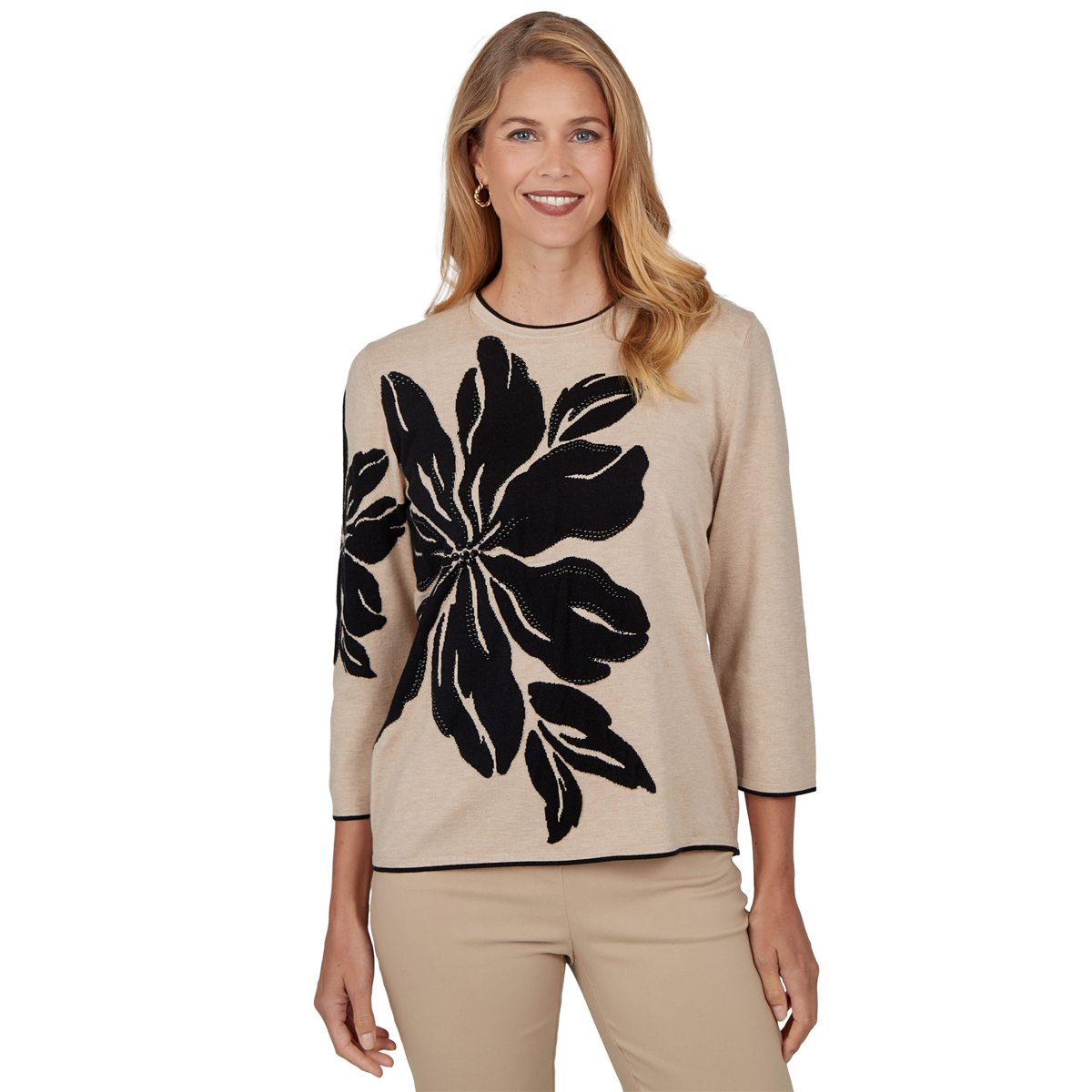 Womens Alfred Dunner Cityscape Exploded Floral Sweater