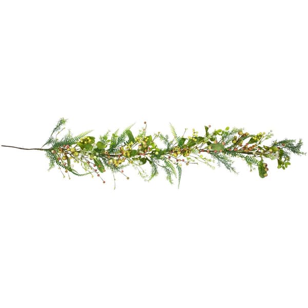 Northlight Seasonal Berry & Crabapple Fern Foliage Spring Garland - image 