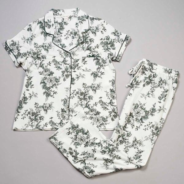 Womens Laura Ashley(R) Short Sleeve Dream Knit Pajama Set