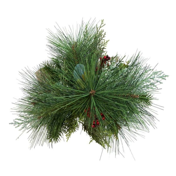 Kurt S. Adler 24in. Berries & Plaid Ribbon Pine Tree