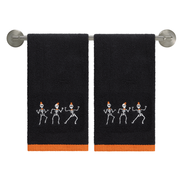 Avanti Skeletons Halloween 2pk. Embroidered Hand Towels