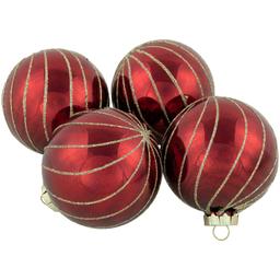 Northlight Seasonal 4ct. Glitter Striped Christmas Ball Ornaments