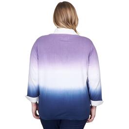 Plus Size Alfred Dunner Lavender Fields Ombre 2Fer Cardigan
