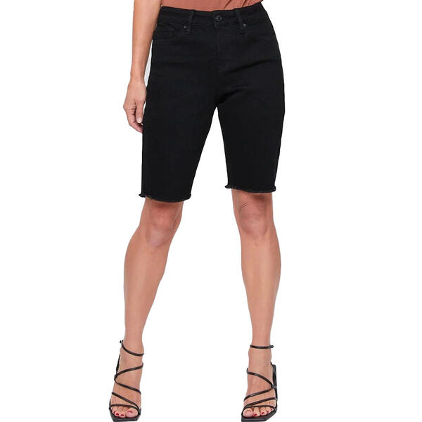 Womens Royalty Vintage 1 Button Fray Hem Bermuda Shorts - image 