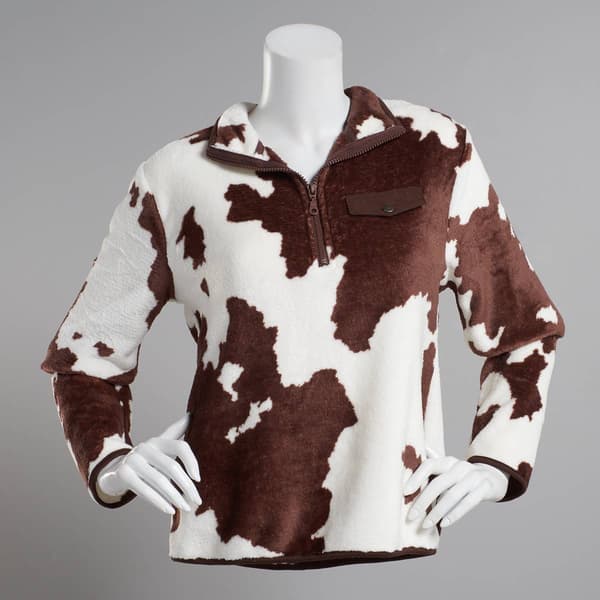 Juniors Wallflower Western Quarter Zip Fleece Pullover Sweatshirt - image 