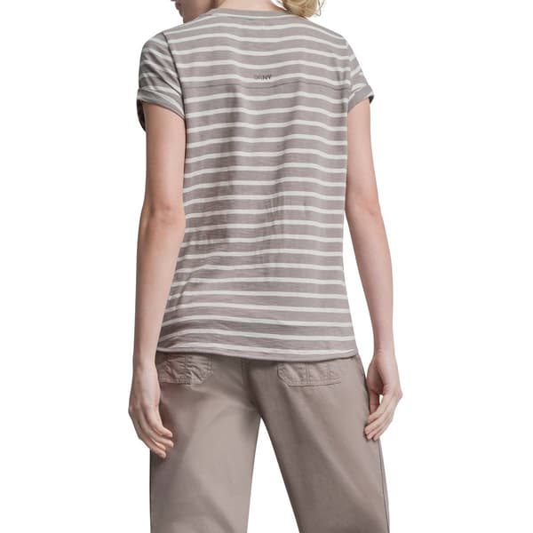Womens DKNY Sport Short Roll Sleeve Stripe Slub Tee