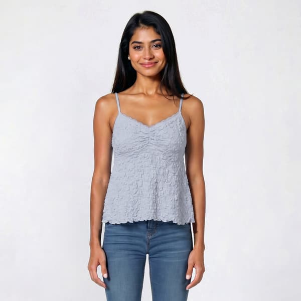 Juniors Pink Rose V-Neck Babydoll Camisole with Lace