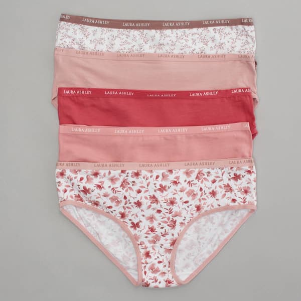 Womens Laura Ashley® 5pk. Cotton Spandex Bikini Panties w/ Flat