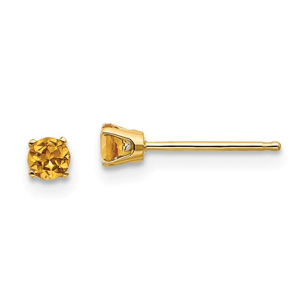 Gemstone Classics&#40;tm&#41; Yellow Gold 3mm. Citrine Post Earrings - image 