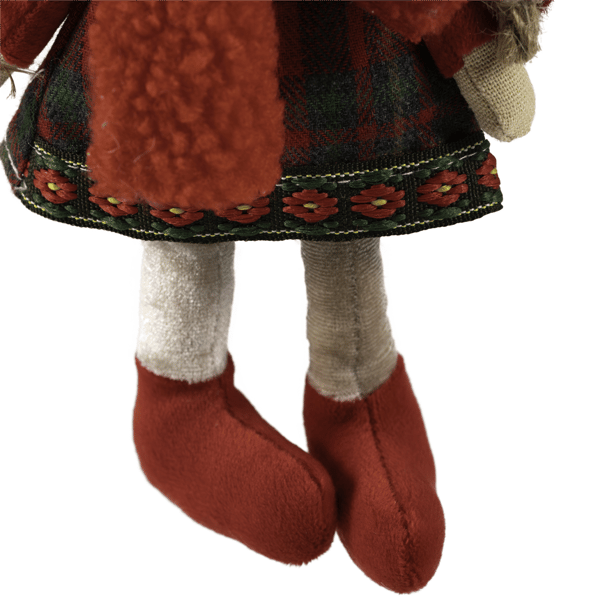 Northlight Plaid Angel Girl with Jute Pigtails Christmas Ornament