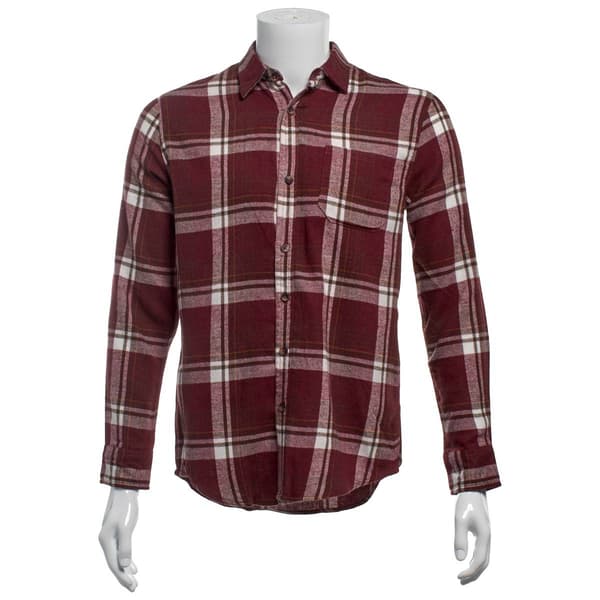 Mens Mountain Ridge Long Sleeve Flannel Shirt - Red/Brown