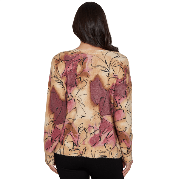 Womens Skye''s the Limit Wild Romance Floral Tie Dye Sweater