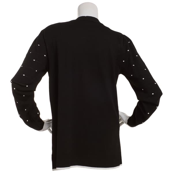 Womens Chloe & Jasmine 26in. Puff Sleeve Bobble Dot Cardigan