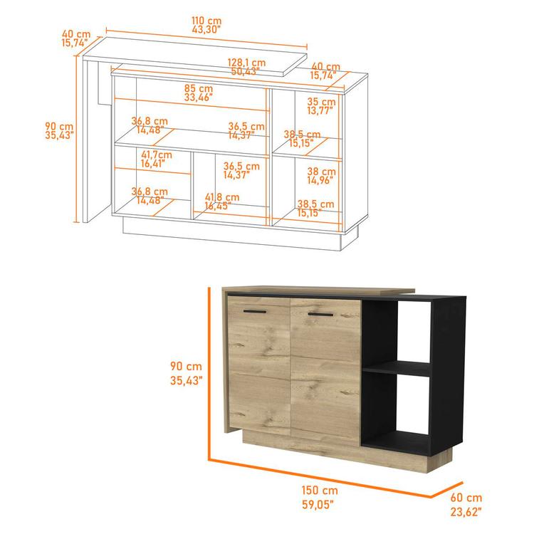 FM FURNITURE Aspen Kitchen Island