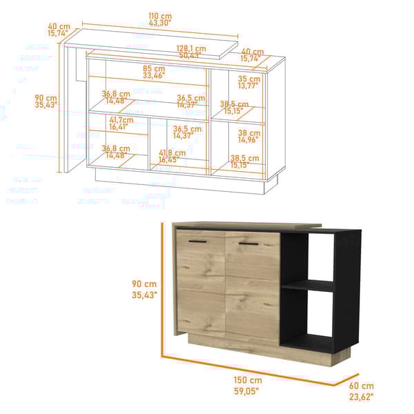 FM FURNITURE Aspen Kitchen Island