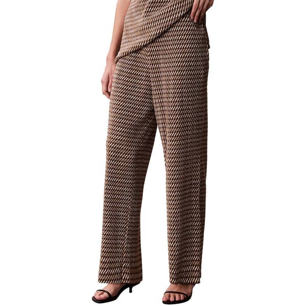 Womens Calvin Klein Pull On Plisse Ladder Print Pants - image 