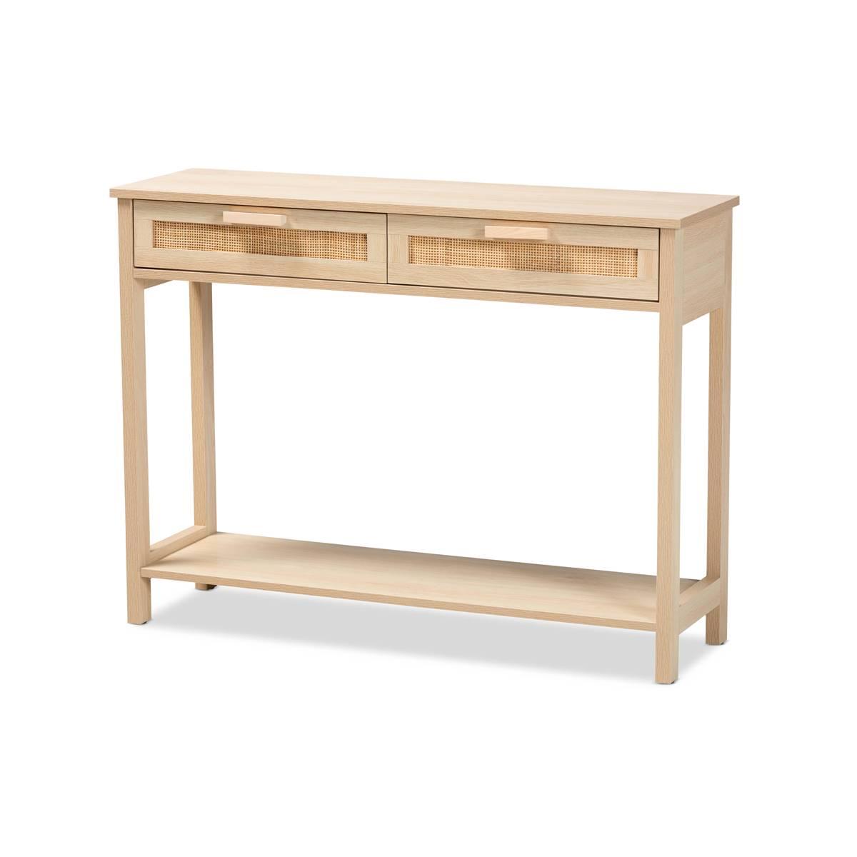 Baxton Studio Sebille Light Brown Wood 2-Drawer Console...
