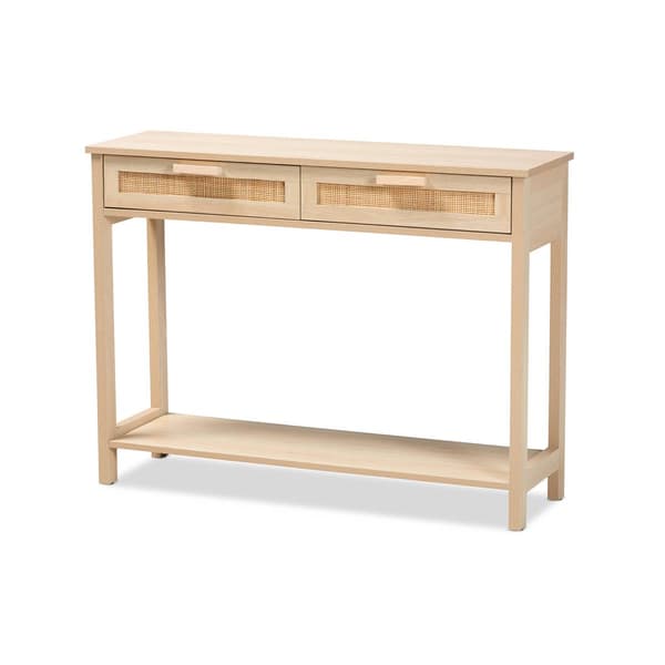 Baxton Studio Sebille Light Brown Wood 2-Drawer Console Table