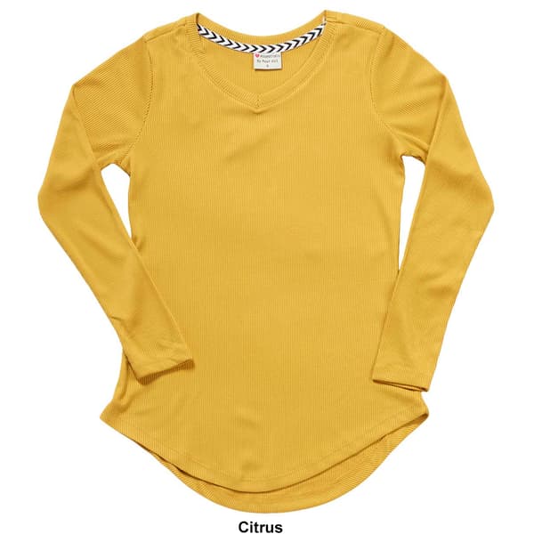 Girls &#40;7-16&#41; Poof! Long Sleeve V-Neck Rib Tee