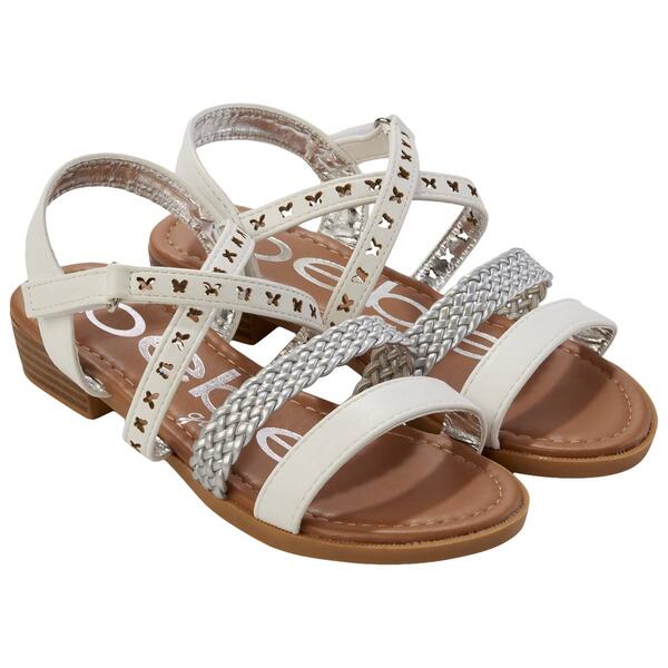 Big Girls Bebe Metallic Weave w/ Butterfly Cutout Sandals - image 