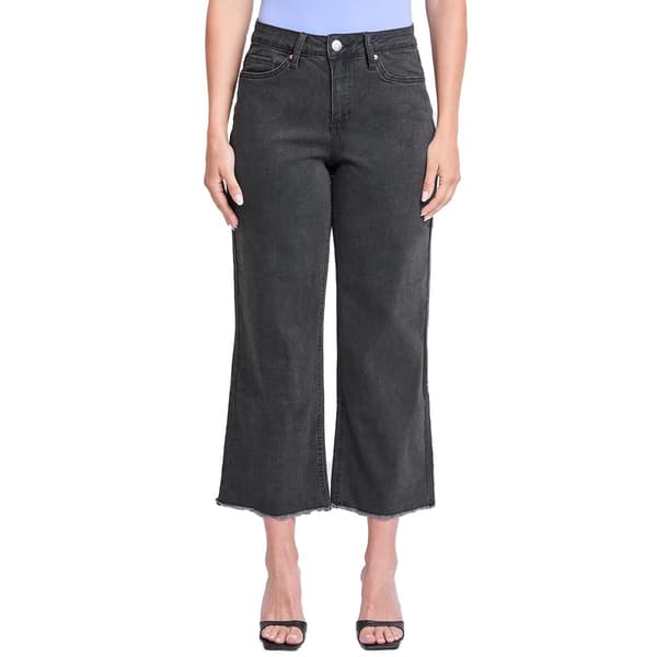 Womens YMI Wide Leg Crop Fray Hem Denim Jeans - image 