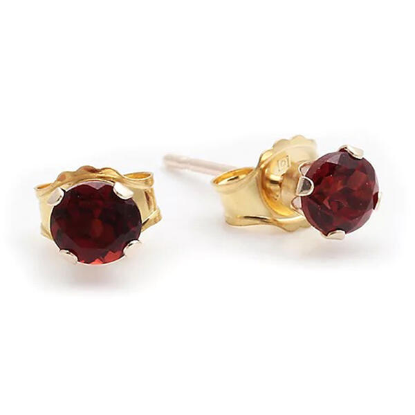 10kt. Gold 4mm Garnet Stud Earrings - image 