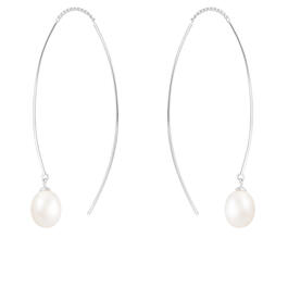 Splendid Pearl Sterling Silver Pearl Threader Earrings