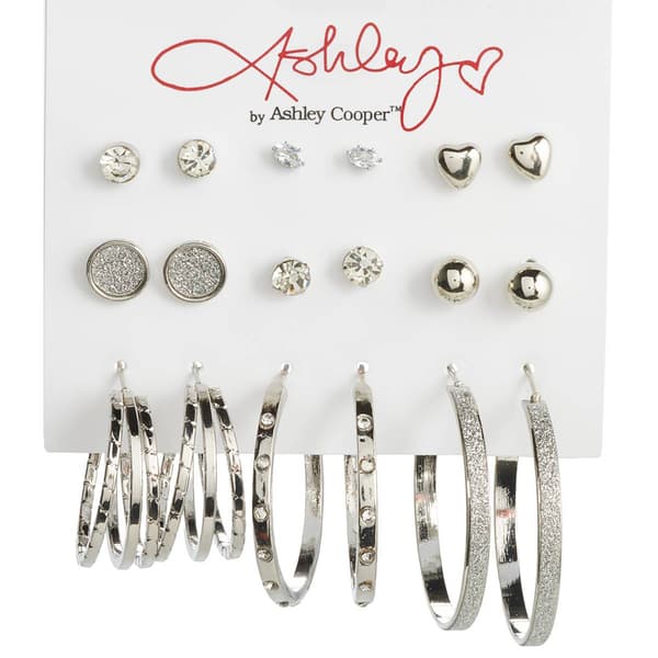 Ashley Two-Tone Plated Earrings w/ Glitter Paper & Pave Stones - image 