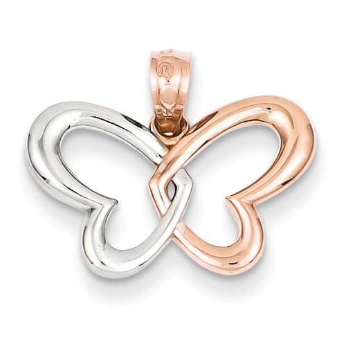 Gold Classics(tm) Rose Gold & Rhodium Butterfly Pendant - image 