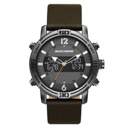Mens Skechers Gunmetal Leather Strap Watch - SR5159