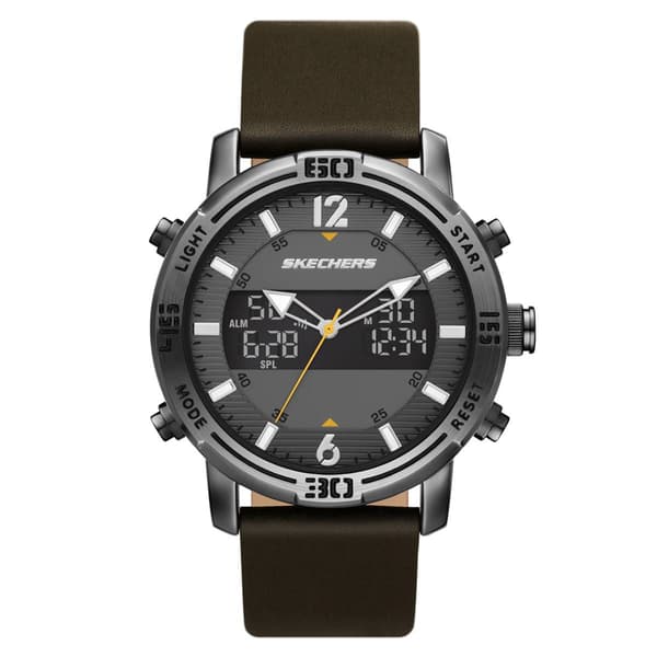 Mens Skechers Gunmetal Leather Strap Watch - SR5159 - image 