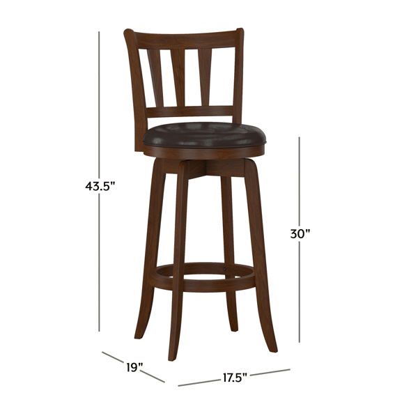 HH2 Home Presque Isle Cherry Wood Bar Height Swivel Stool