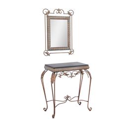 9th & Pike® Bronze Metal Traditional Console Table with Mirror
